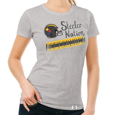 Damen T-Shirt - Steeler Nation - Pittsburgh gelb-grau S