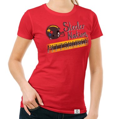 Damen T-Shirt - Steeler Nation - Pittsburgh rot-grau XXL