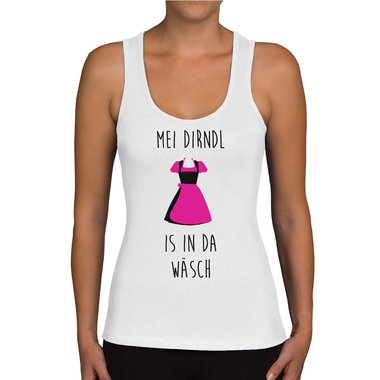 Damen Tank Top - Mei Dirndl is in da Wsch grau-schwarz XS