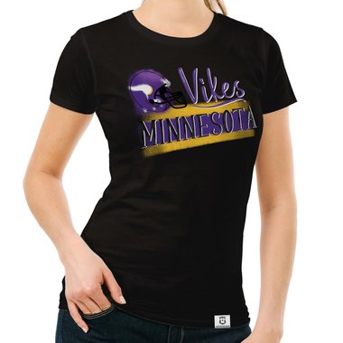 Damen T-Shirt - Vikes - Minnesota schwarz-lila XS