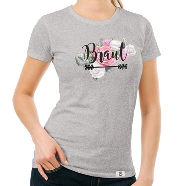 Damen T-Shirt - Braut auf Blumen saphir-schwarz XXL