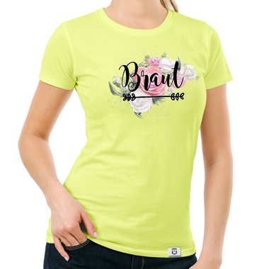 Damen T-Shirt - Braut auf Blumen saphir-schwarz XXL