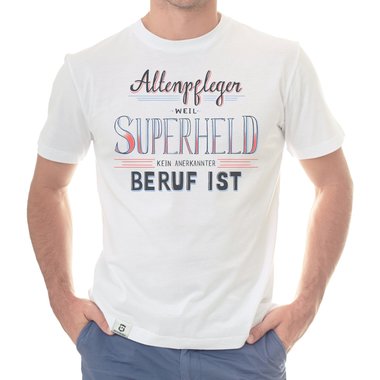 Herren T-Shirt - Altenpfleger - Superheld schwarz-weiss 5XL