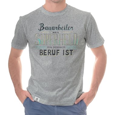 Herren T-Shirt - Bauarbeiter - Superheld schwarz-weiss 5XL