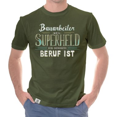 Herren T-Shirt - Bauarbeiter - Superheld schwarz-weiss 5XL