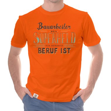 Herren T-Shirt - Bauarbeiter - Superheld schwarz-weiss 5XL