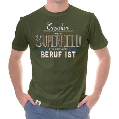 Herren T-Shirt - Erzieher - Superheld dunkelgrau-weiss S