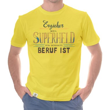 Herren T-Shirt - Erzieher - Superheld dunkelgrau-weiss S