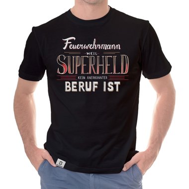 Herren T-Shirt - Feuerwehrmann - Superheld schwarz-weiss S