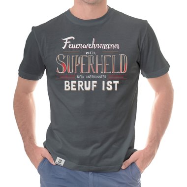 Herren T-Shirt - Feuerwehrmann - Superheld schwarz-weiss S