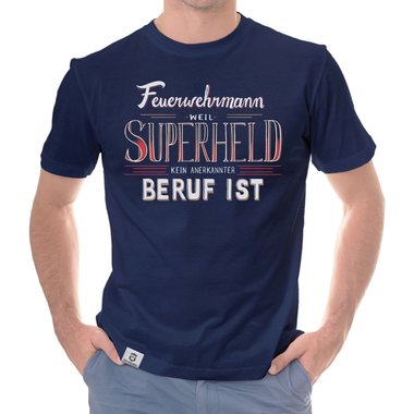 Herren T-Shirt - Feuerwehrmann - Superheld schwarz-weiss S