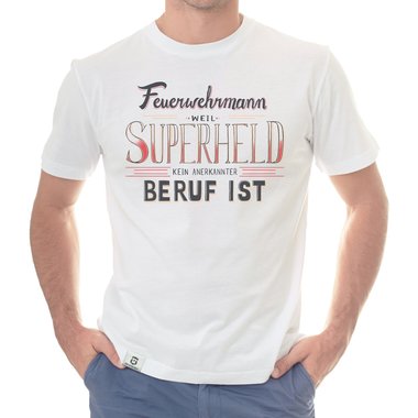 Herren T-Shirt - Feuerwehrmann - Superheld schwarz-weiss S