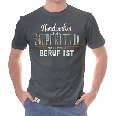 Herren T-Shirt - Handwerker - Superheld weiss-schwarz 5XL