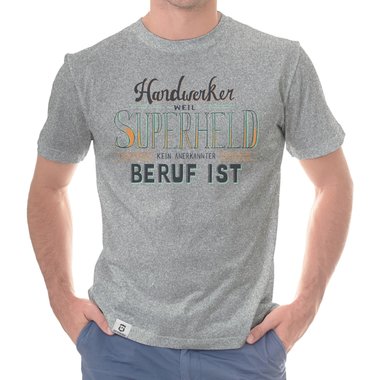 Herren T-Shirt - Handwerker - Superheld weiss-schwarz 5XL