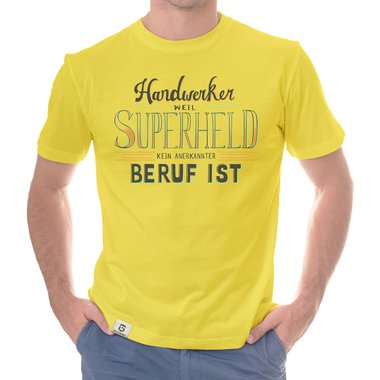 Herren T-Shirt - Handwerker - Superheld weiss-schwarz 5XL