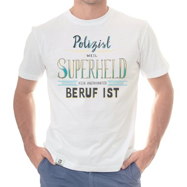 Herren T-Shirt - Polizist - Superheld schwarz-weiss S