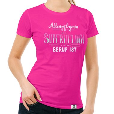 Damen T-Shirt - Altenpflegerin - Superheldin weiss-dunkelgrau XXL