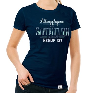 Damen T-Shirt - Altenpflegerin - Superheldin weiss-dunkelgrau XXL