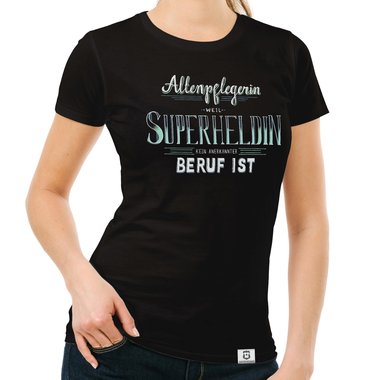 Damen T-Shirt - Altenpflegerin - Superheldin weiss-dunkelgrau XXL