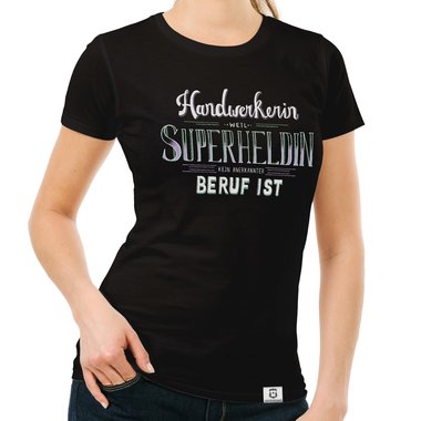 Damen T-Shirt - Handwerkerin - Superheldin saphir-dunkelgrau S