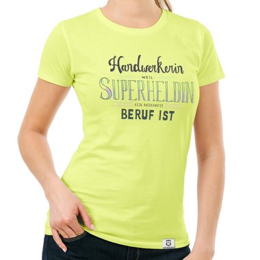 Damen T-Shirt - Handwerkerin - Superheldin weiss-dunkelgrau XXL