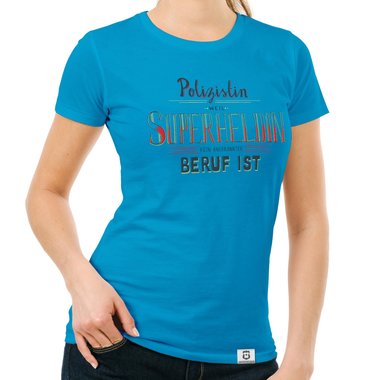 Damen T-Shirt - Polizistin - Superheldin saphir-dunkelgrau S