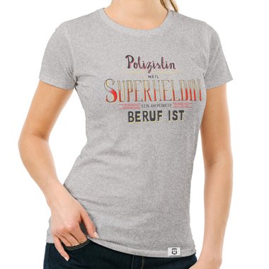 Damen T-Shirt - Polizistin - Superheldin saphir-dunkelgrau S