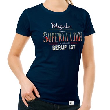 Damen T-Shirt - Polizistin - Superheldin saphir-dunkelgrau S