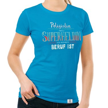 Damen T-Shirt - Polizistin - Superheldin saphir-dunkelgrau S