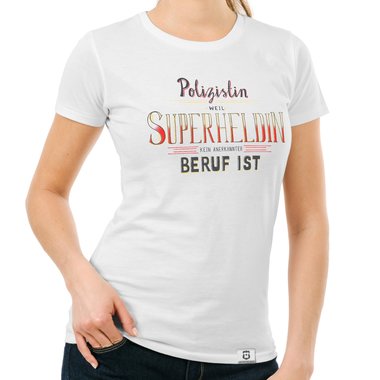 Damen T-Shirt - Polizistin - Superheldin saphir-dunkelgrau S