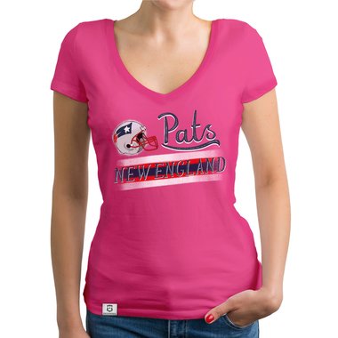 Damen T-Shirt V-Ausschnitt - Pats - New England hellgrau-grau XS