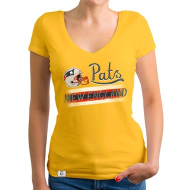 Damen T-Shirt V-Ausschnitt - Pats - New England hellgrau-grau XS