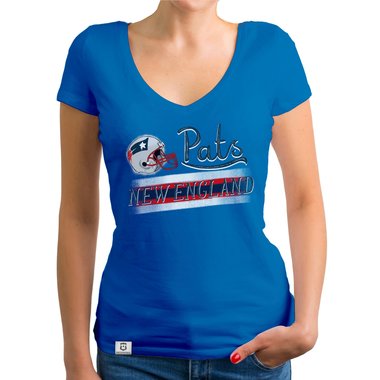 Damen T-Shirt V-Ausschnitt - Pats - New England hellgrau-grau XS