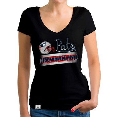 Damen T-Shirt V-Ausschnitt - Pats - New England hellgrau-grau XS