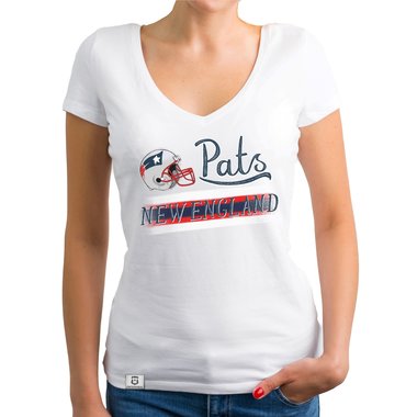 Damen T-Shirt V-Ausschnitt - Pats - New England hellgrau-grau XS