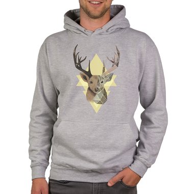 Herren Hoodie - Hirsch Grafikstyle dunkelgrau-braun XS