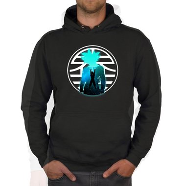 Herren Hoodie - Goku Genkidama hellgrau-cyan 5XL