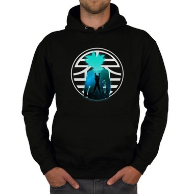 Herren Hoodie - Goku Genkidama hellgrau-cyan 5XL