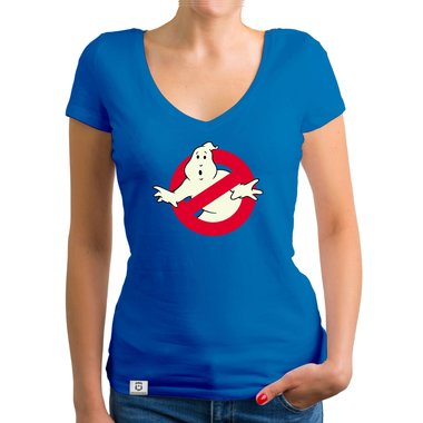 Damen T-Shirt V-Ausschnitt - Ghost Busters - Glow dunkelgrau-glow XS