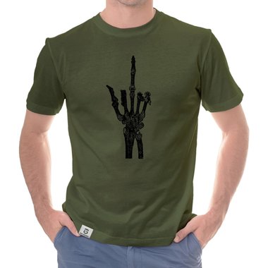Herren T-Shirt - Skelett Mittelfinger