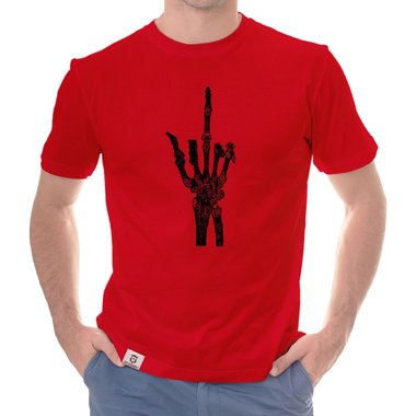 Herren T-Shirt - Skelett Mittelfinger