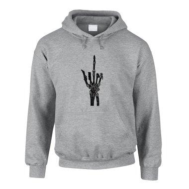 Herren Hoodie - Skelett Mittelfinger schwarz-weiss XS