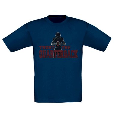 Kinder T-Shirt - Trust the Quarterback dunkelblau-rot 98-104