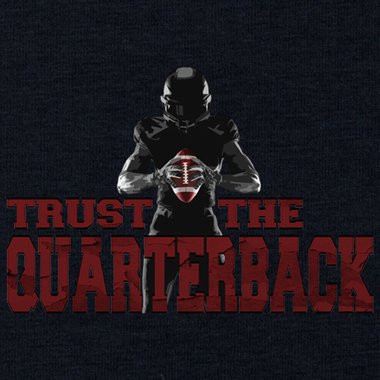 Kinder T-Shirt - Trust the Quarterback dunkelblau-rot 98-104