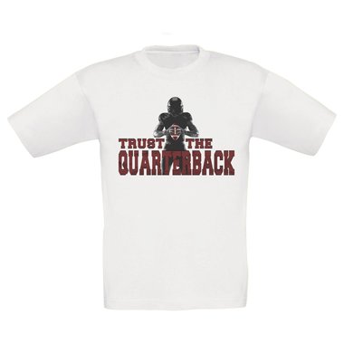 Kinder T-Shirt - Trust the Quarterback dunkelblau-rot 98-104