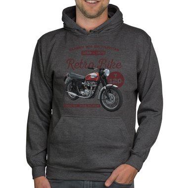 Herren Hoodie - Retro Bike dunkelgrau-rot XS