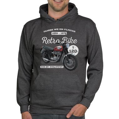 Herren Hoodie - Retro Bike dunkelgrau-rot XS