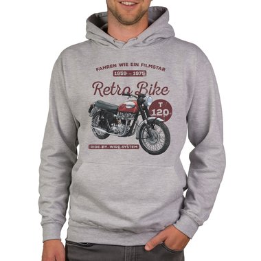 Herren Hoodie - Retro Bike dunkelgrau-rot XS