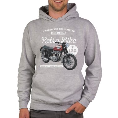 Herren Hoodie - Retro Bike dunkelgrau-rot XS