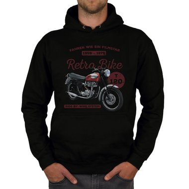 Herren Hoodie - Retro Bike dunkelgrau-rot XS